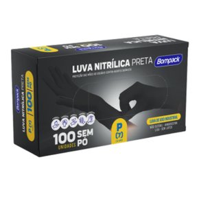 04 luvas nitrilicas preta sem po caixa 100un bompack